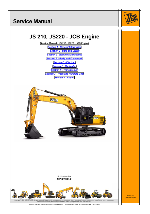 JCB JS210 JS220 Engine Service Manual PDF Download