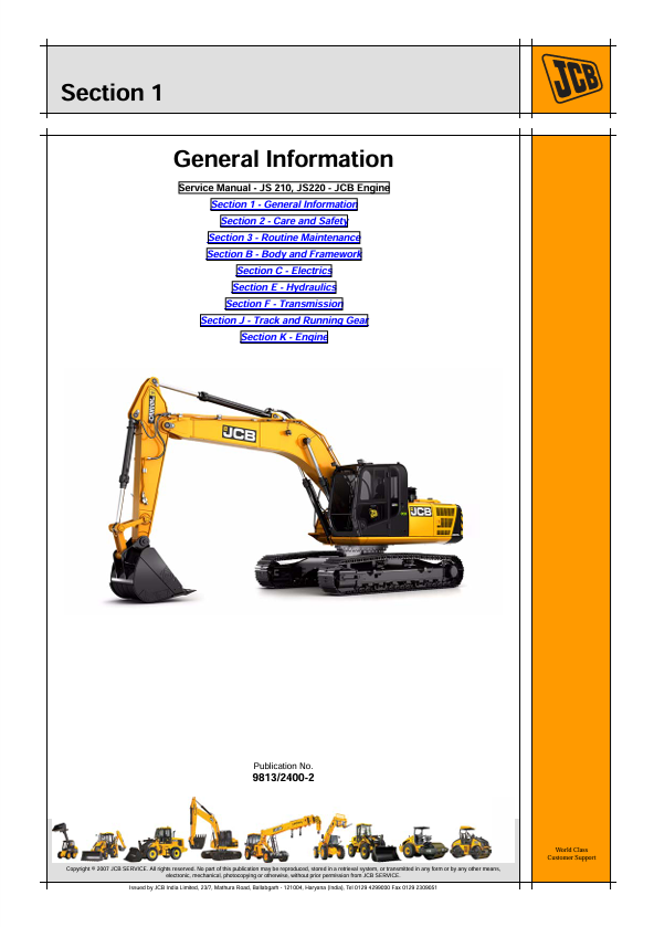 JCB JS210 and JS220 Engine Repair and Maintenance Manual PDF