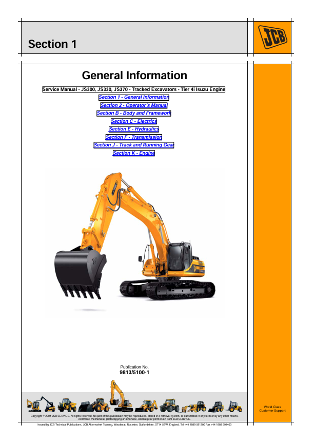 JCB JS300 JS330 JS370 Tier 4i Isuzu Engine Service Manual PDF