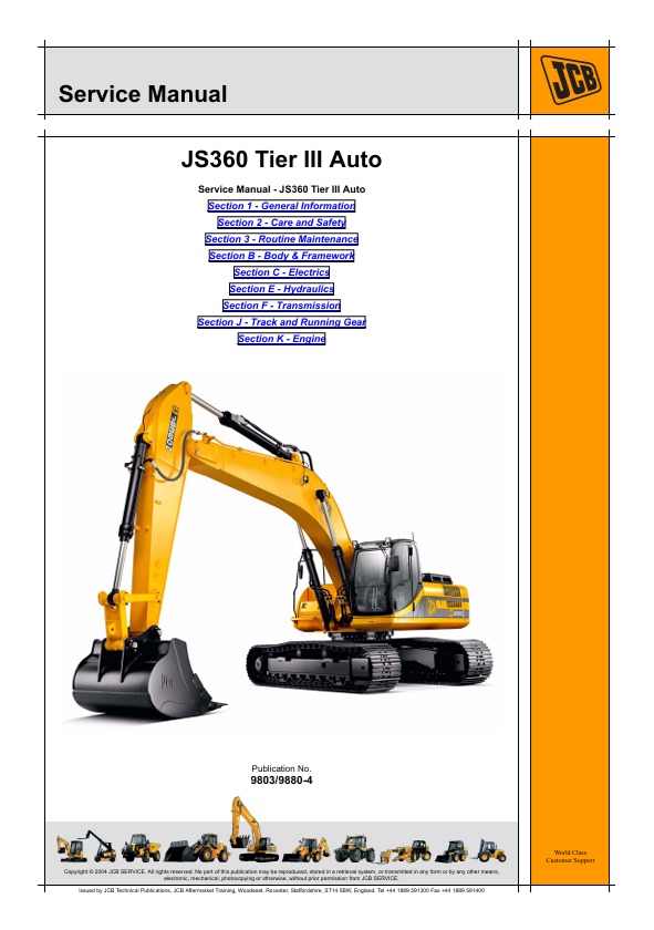 JCB JS360 Tier III Auto Service Manual PDF Download