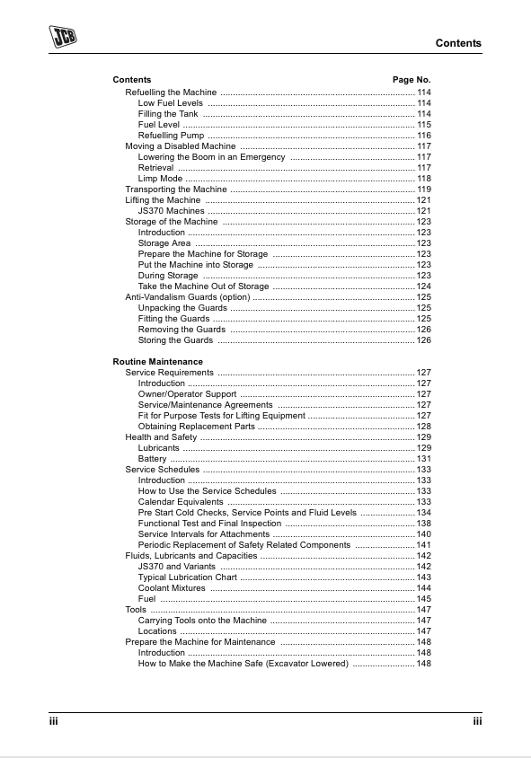 JCB JS370 China Excavator Manual PDF Download