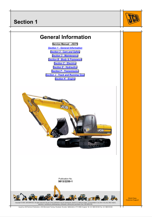 JCB JS370 Excavator Repair & Maintenance Manual PDF