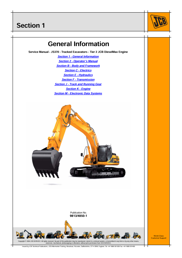 JCB JS370 Excavator Service & Repair Manual PDF Download