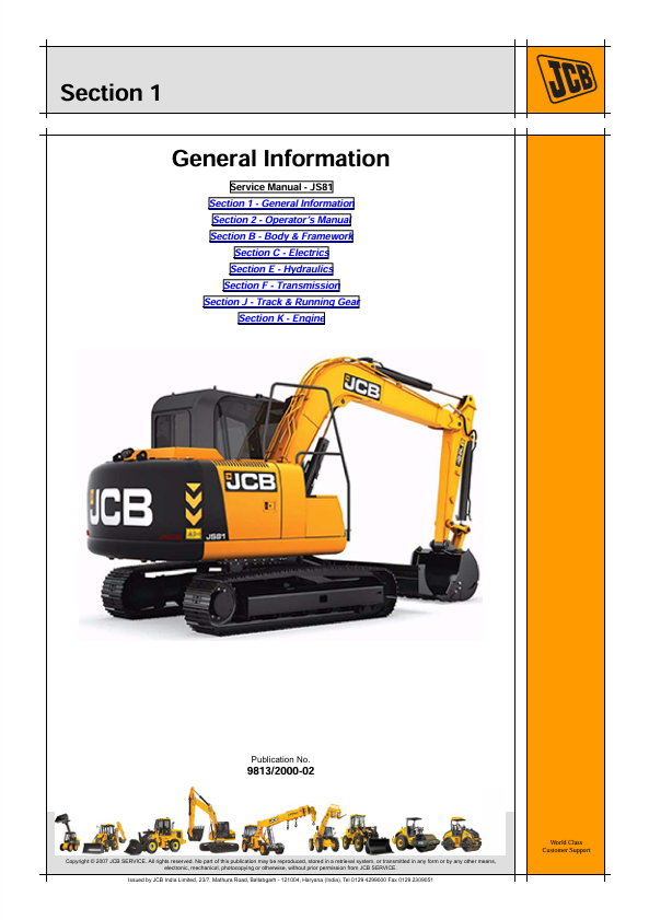 JCB JS81 Excavator Repair & Maintenance Manual PDF