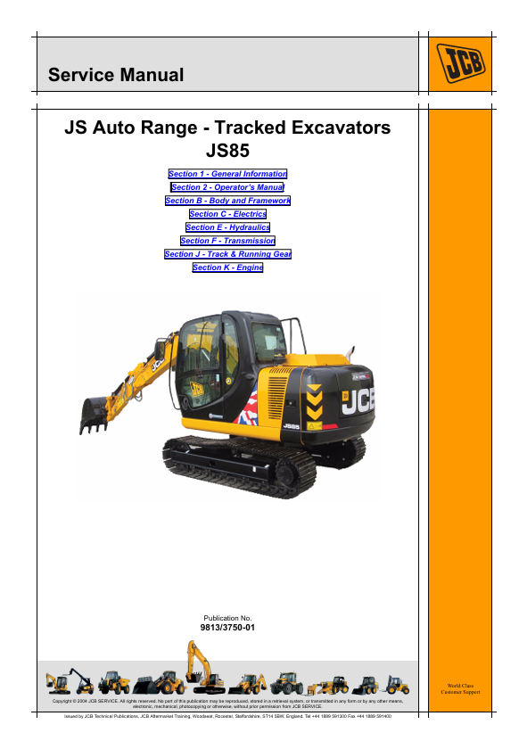 JCB JS85 Service Manual PDF – Tracked Excavator Repair Guide