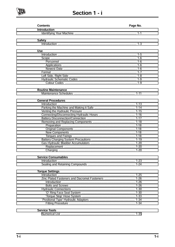 JCB JS85 Tracked Excavator Repair and Maintenance Manual