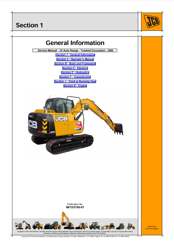 JCB JS Auto Range JS85 Workshop & Service Manual PDF