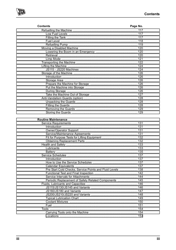 JCB JS Auto Range Tracked Excavator Manual PDF
