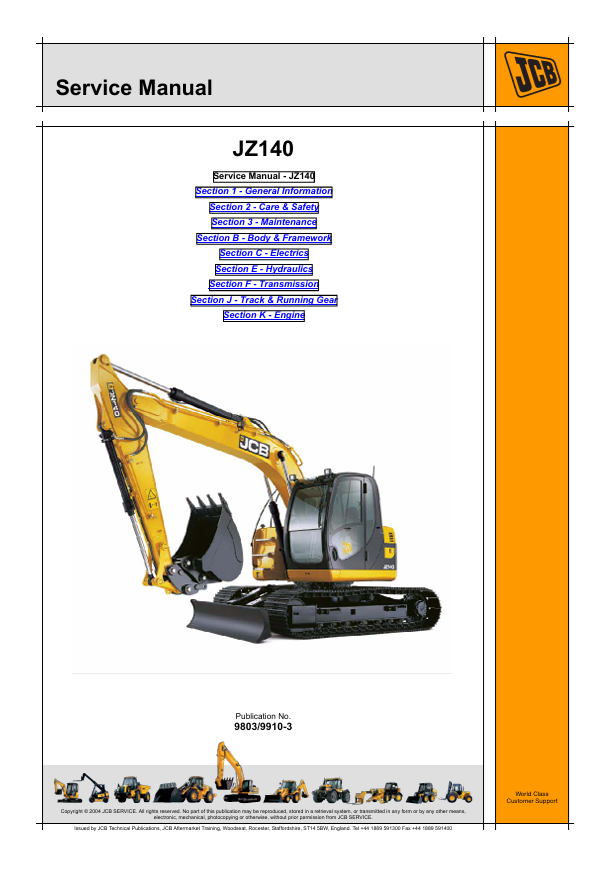 JCB JZ140 Service Manual PDF – Repair & Maintenance Guide