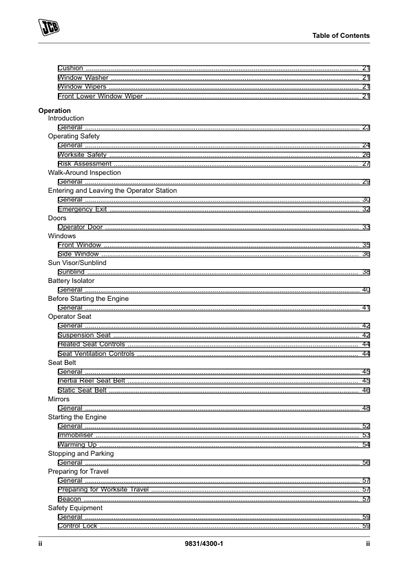 JCB JZ140 T4I & JZ141 T4F Excavator Manual Download PDF