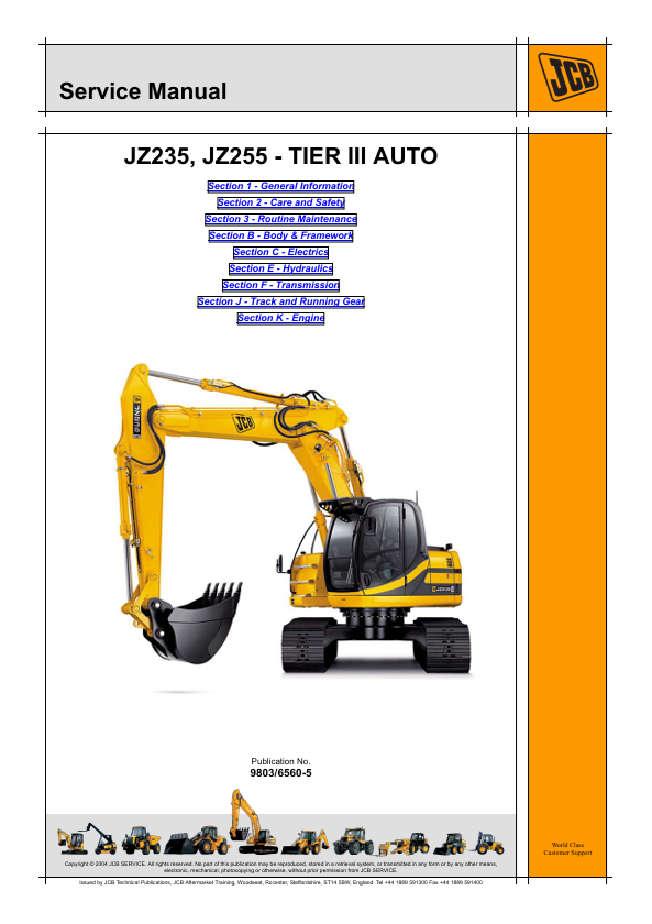 JCB JZ235, JZ255 Tier III Auto Service Manual PDF Download