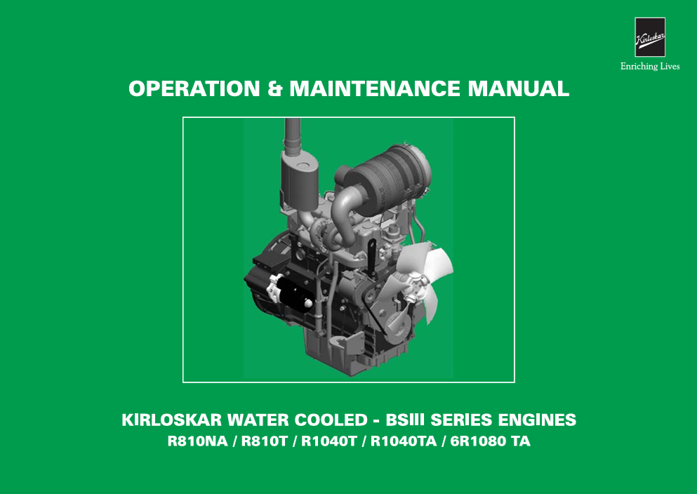 JCB Kirloskar BSIII Engine Operation & Maintenance Manual