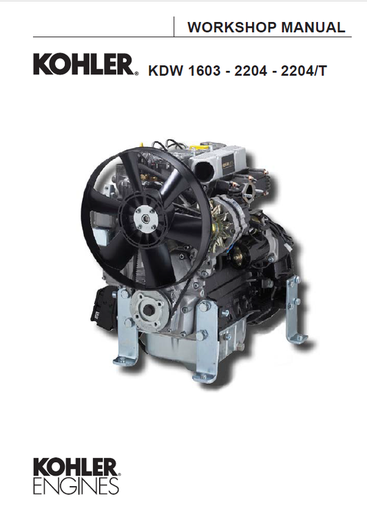 JCB Kohler Engine KDW 1603, 2204 & 2204/T Workshop Service Manual