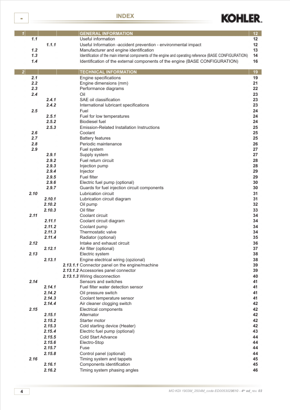 JCB Kohler KDI 1903 M & 2504 M Diesel Engine Repair Manual