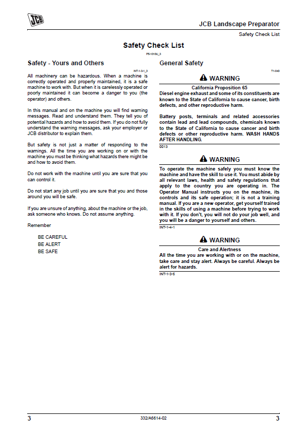 JCB Landscape Preparator Maintenance and Operation Manual