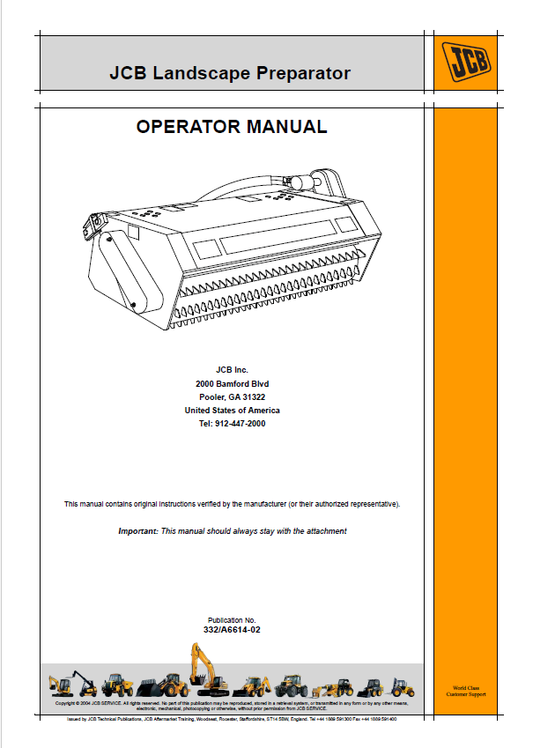 JCB Landscape Preparator Operator Manual PDF