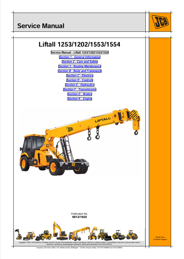 JCB Liftall 1253 1202 1553 1554 Service Manual PDF