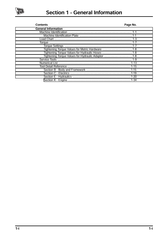JCB Liftall 1553 and 1554 Workshop Service Manual