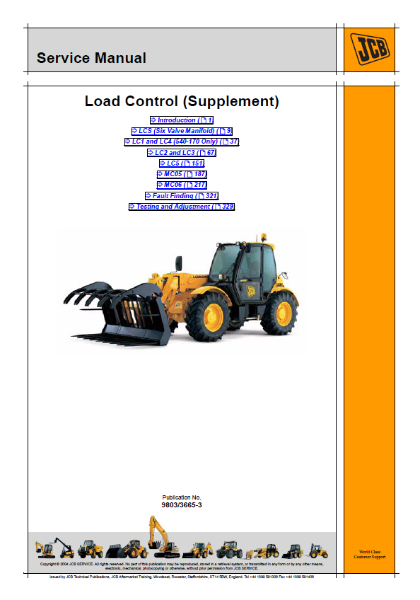 JCB Load Control (Supplement) Service & Maintenance Guide 