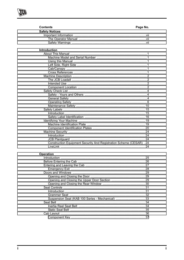 JCB Loadall 527-58 Operator Manual PDF Download