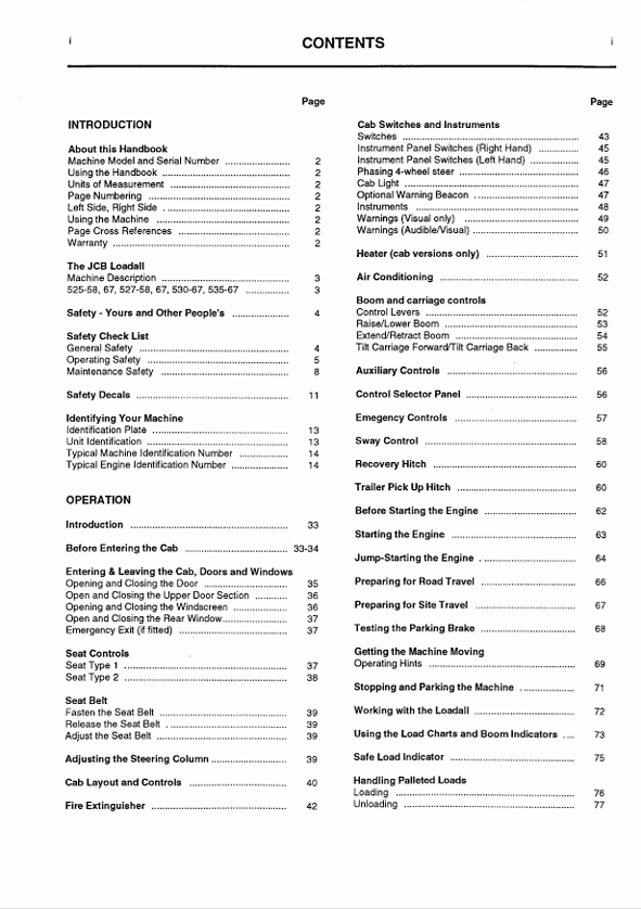 JCB Loadall Basic Servo Operator Manual PDF – JCB Handbook