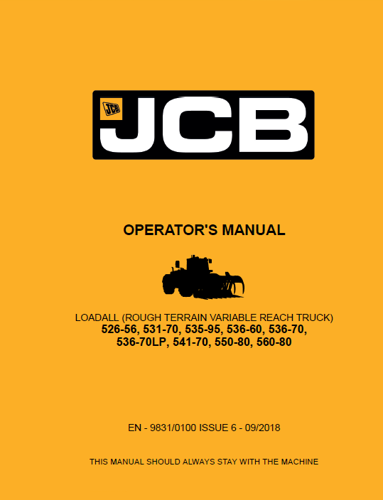 JCB Loadall Operator Manual PDF (Models 526-56 to 560-80)