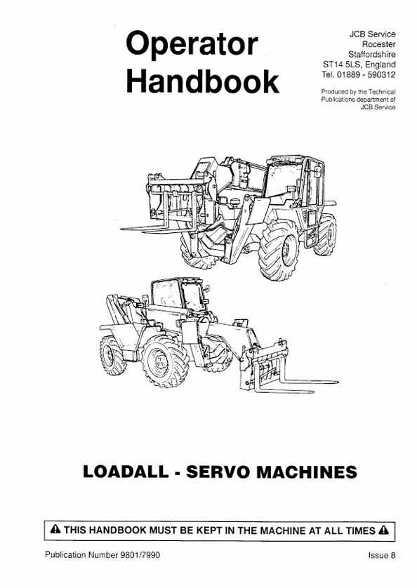 JCB Loadall Servo Machines Operator Handbook Manual 