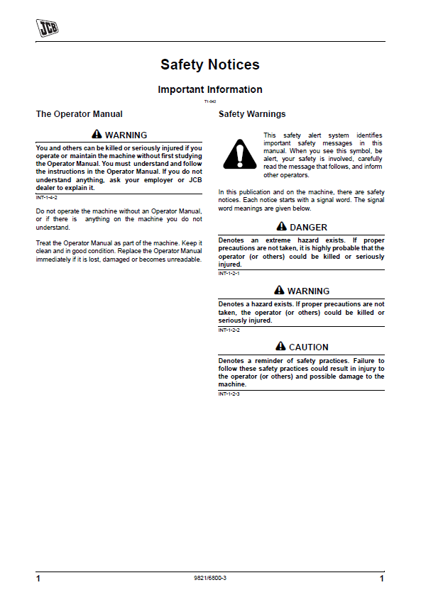 JCB Loadall Side Engine Operator & Maintenance Manual
