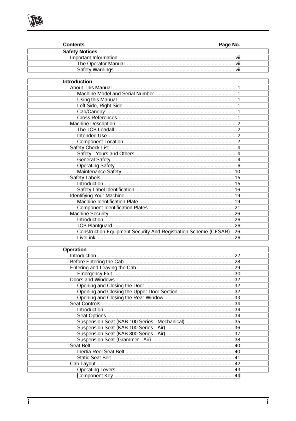JCB Loadall Side Engine Tier 3 Operator Manual PDF