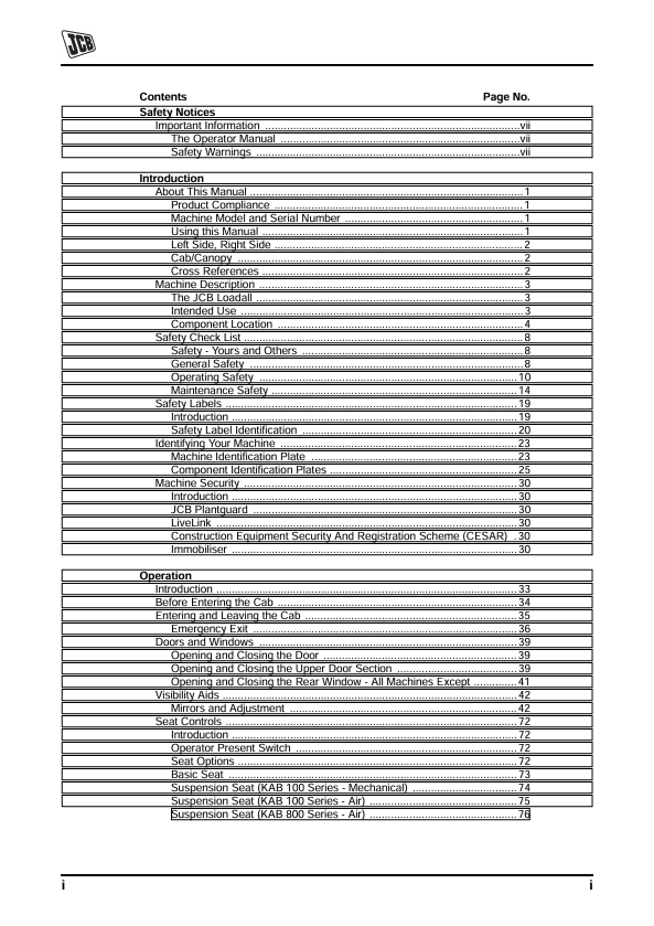 JCB Loadall Side Engine Tier 4i Operator Manual PDF Download