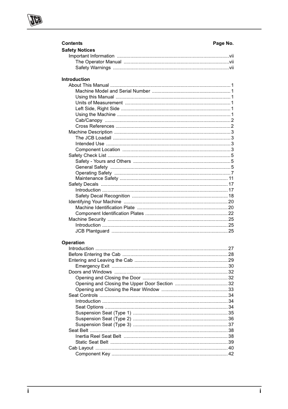 JCB Loadalls MC05 MC06 Builds Operator Manual PDF Download