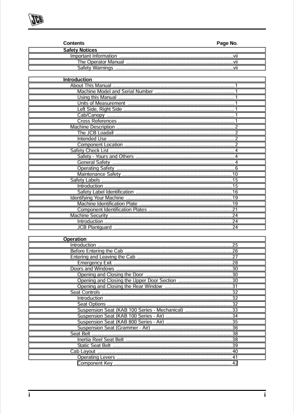 JCB Loadalls MC05 MC06 LLMI LLMC Manual PDF Download