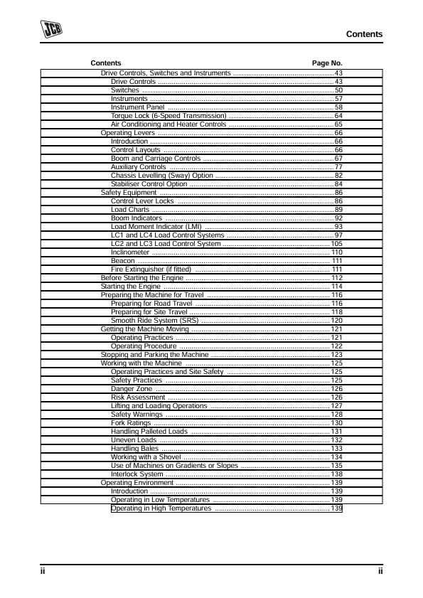 JCB Loadalls SA, SB & SC Engine Operating & Maintenance Manual