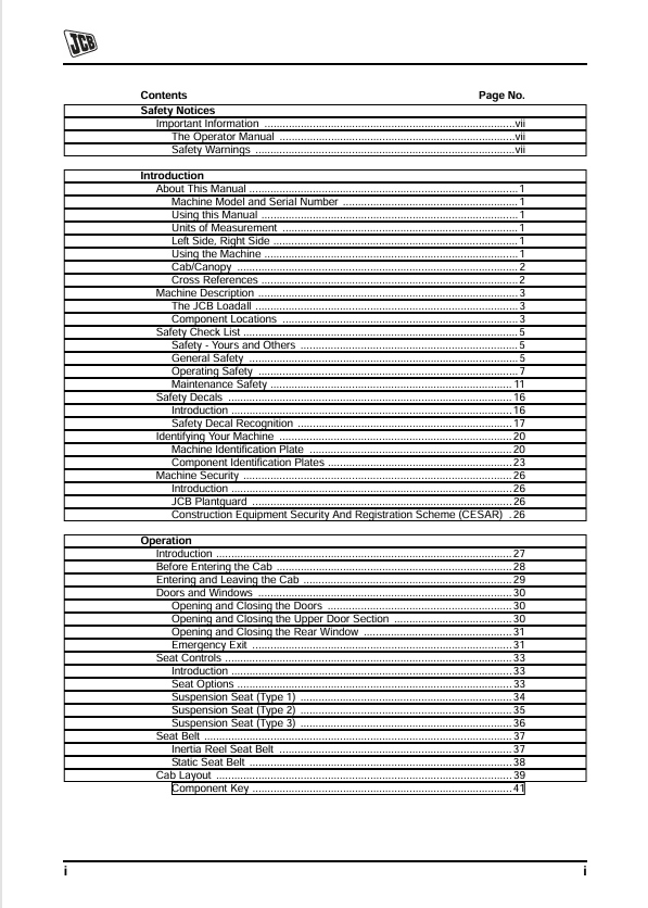 JCB Loadalls SA SB SC Engine Operator Manual PDF Download