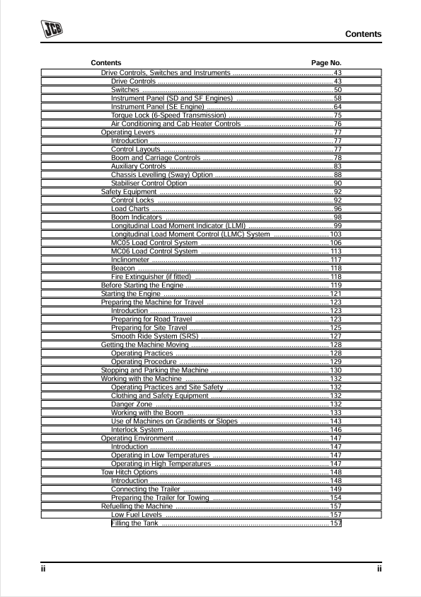 JCB Loadalls Side Engine MC05 MC06 LLMI LLMC Manual PDF