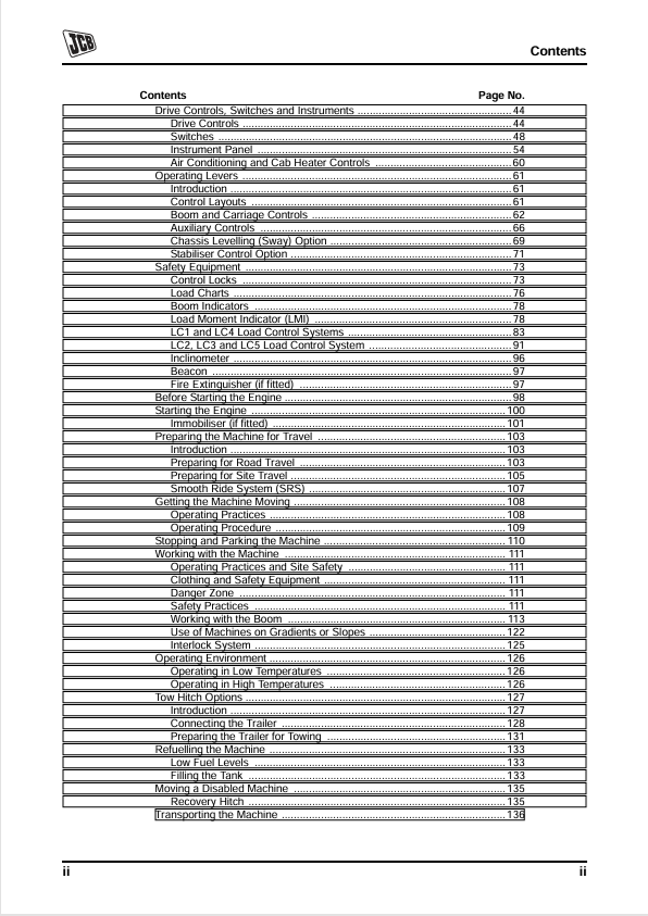 JCB Loadalls Side Engine Tier 2 Operating Manual PDF
