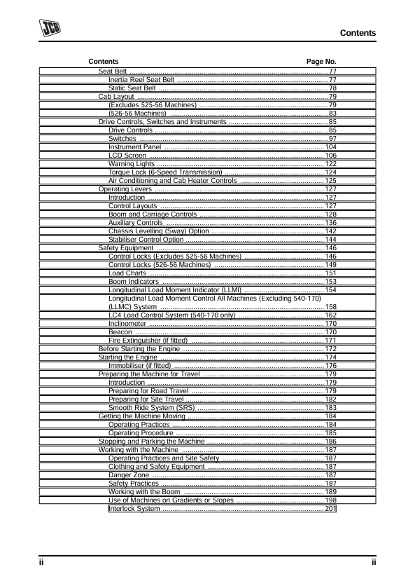 JCB Loadalls Tier 4i Operating & Maintenance Manual PDF