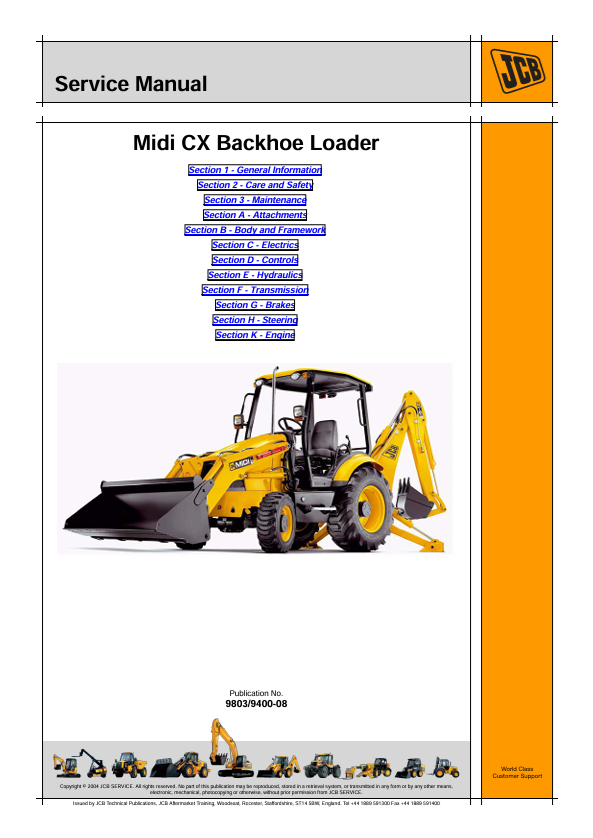 JCB MIDI CX Backhoe Loader Service Manual PDF Download