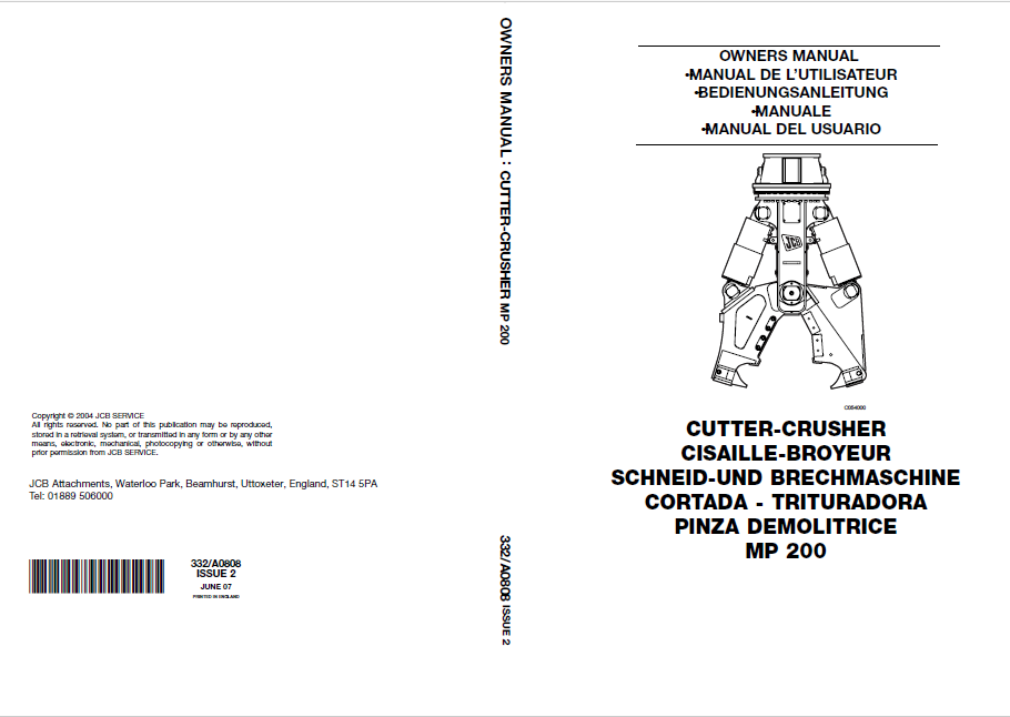 JCB MP 200 Cutter-Crusher Operator Manual PDF Download