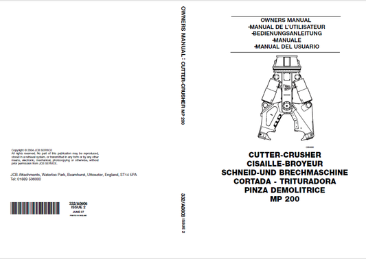 JCB MP 200 Cutter-Crusher Operator Manual PDF Download