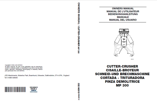 JCB MP 300 Cutter Crusher Operator Manual PDF Download