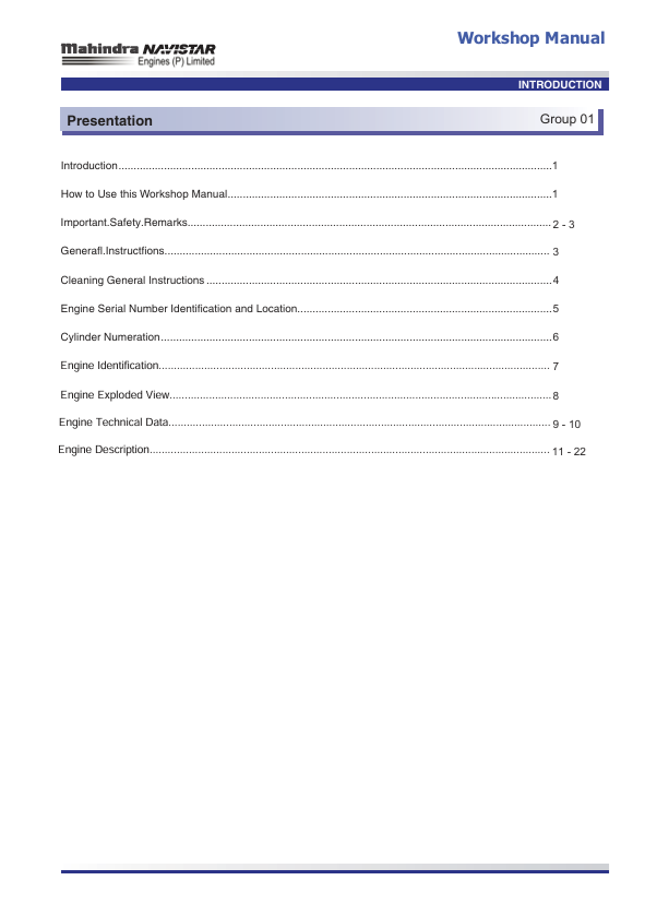 JCB Mahindra Navistar Engine Mechanical Repair Guide