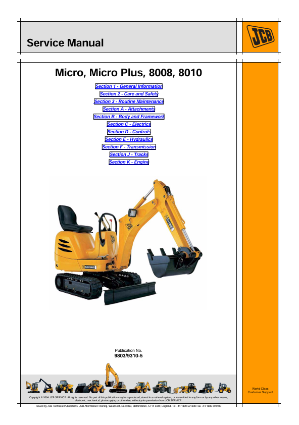 JCB Micro, Micro Plus, 8008, 8010 Service Manual PDF Download