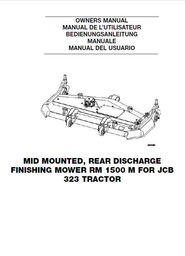 JCB Mid Mounted Rear Discharge Finishing Mower RM 1500 M 323 Tractor Owner Manual PDF