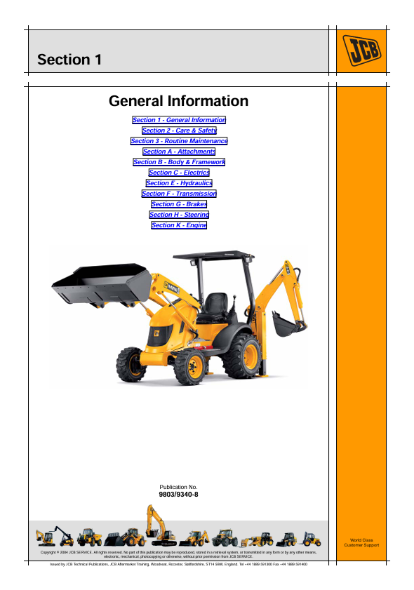 JCB Mini CX Backhoe Loader Repair Manual PDF