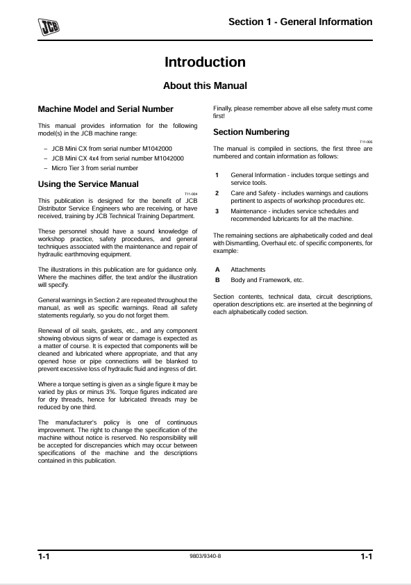 JCB Mini CX Technical Service Manual PDF – Repair Guide