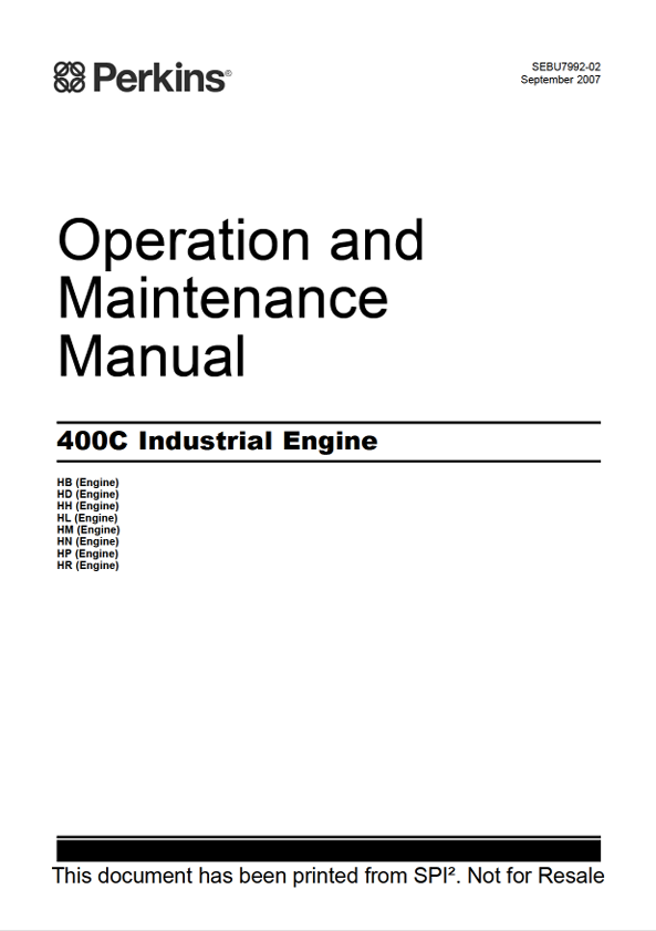 JCB Perkins 400C Industrial Engine Operation & Maintenance Manual PDF