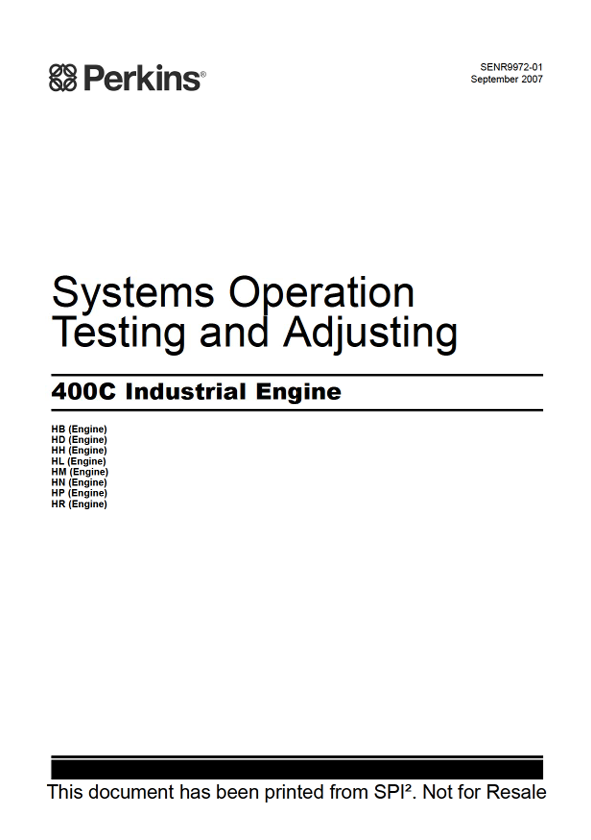 JCB Perkins 400C Industrial Engine System Operation, Testing & Adjusting