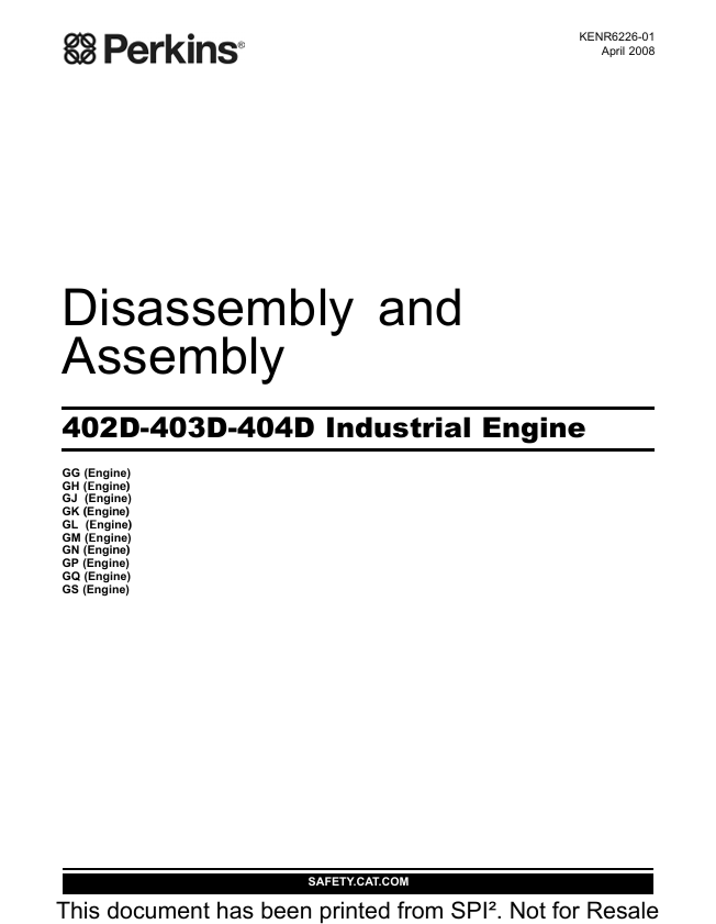 JCB Perkins 402D-403D-404D Engine Disassembly & Assembly Guide