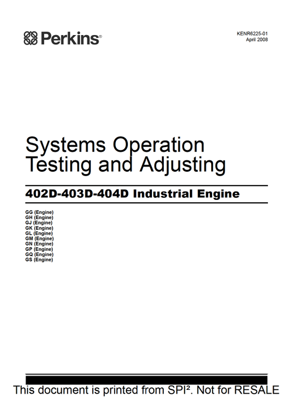 JCB Perkins 402D-403D-404D Engine Operation Testing & Adjusting